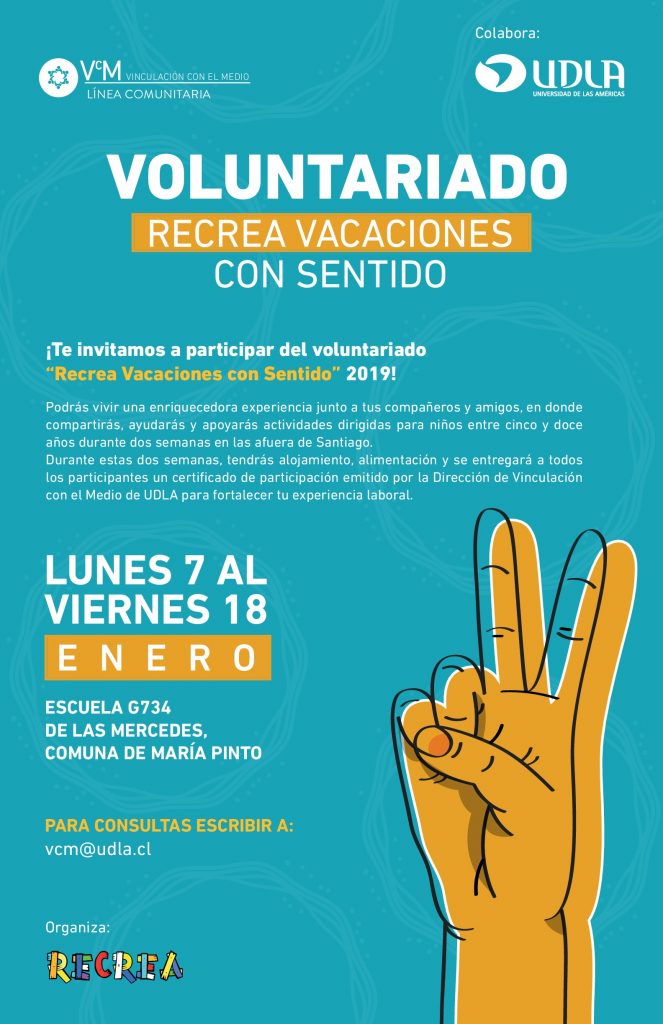 07 al 18 de enero. Programa Recrea: «Vacaciones con Sentido» en comuna de María Pinto. Organiza: RECREA, Acción Solidaria y Desarrollo